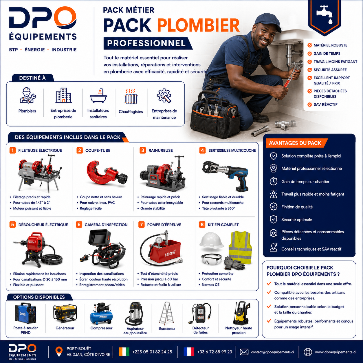 Pack Plombier — équipement professionnel complet en Côte d'Ivoire