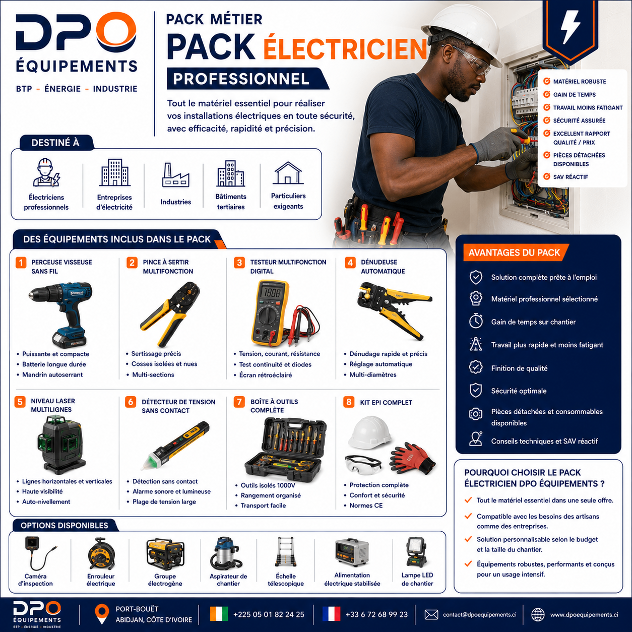 Pack Électricien — équipement professionnel complet en Côte d'Ivoire